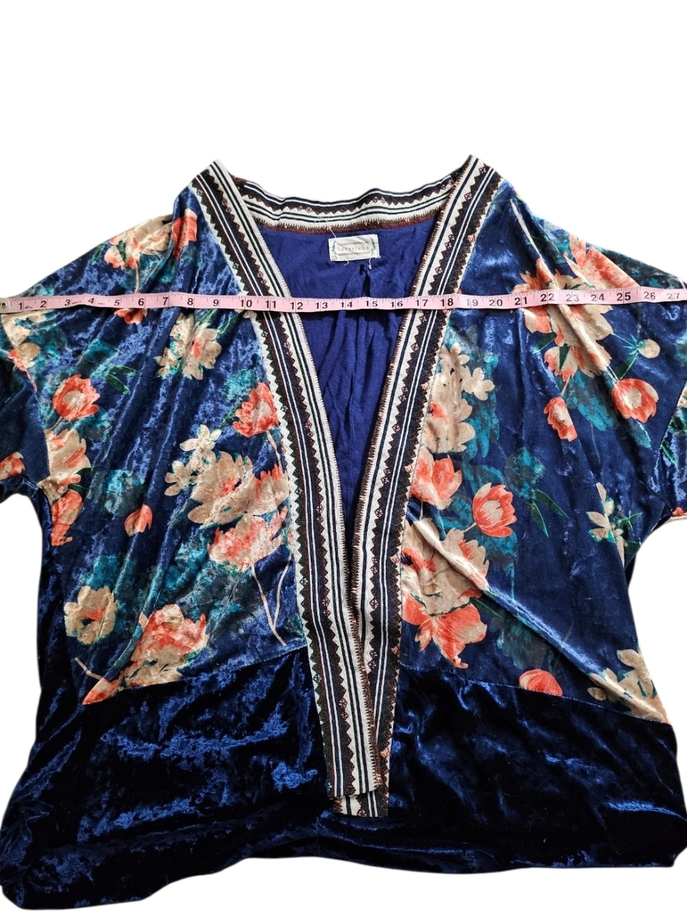 Loveriche LG Calliope Boho Festival Velour Floral Kimono Jacket Drop Shoulder - Picture 11 of 14